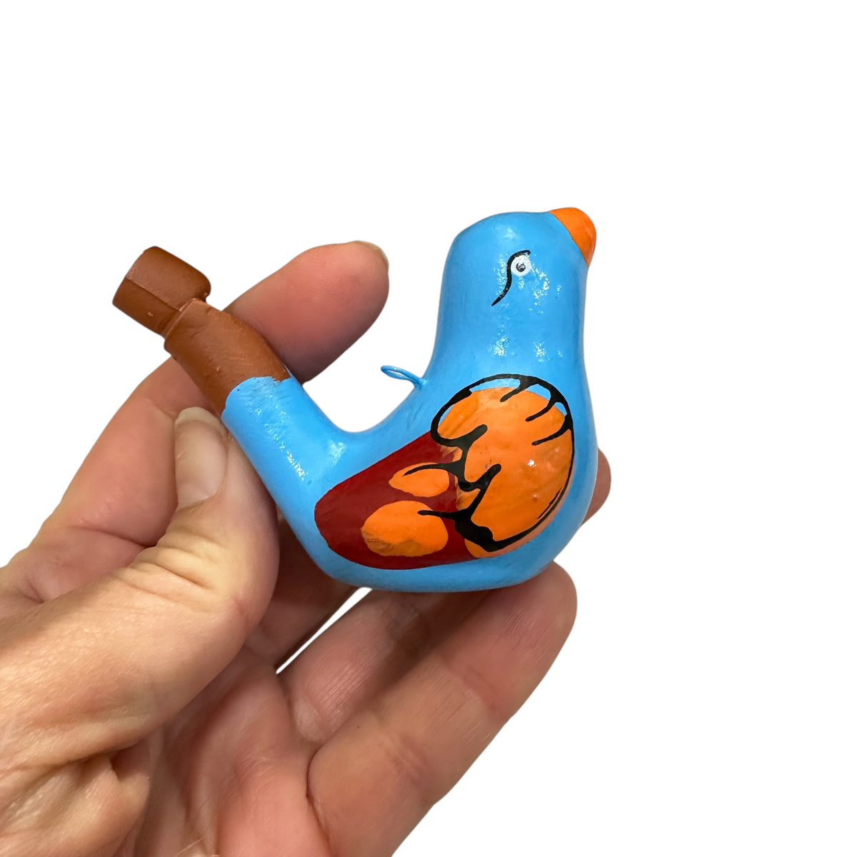 Clay Water Whistle Bird (Light Blue) Music Frog Co