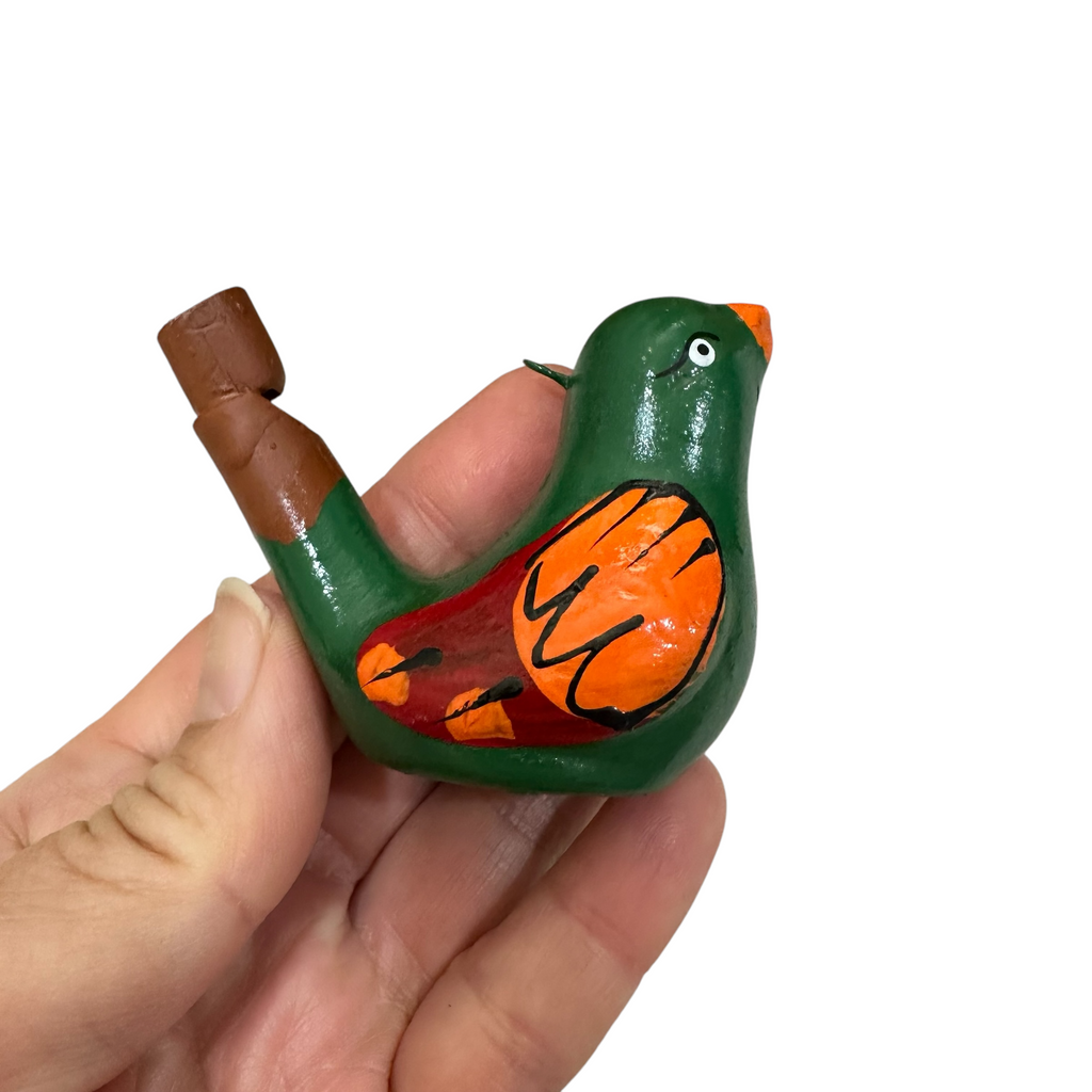 Clay Water Whistle Bird (Dark green) Music Frog Co