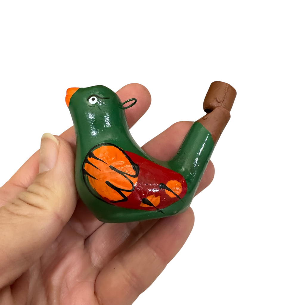 Clay Water Whistle Bird (Dark green) Music Frog Co