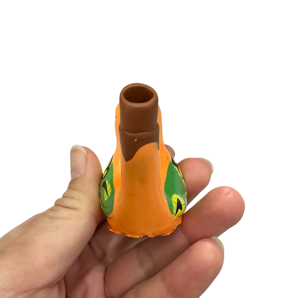 Clay Water Whistle Bird (Orange) Music Frog Co