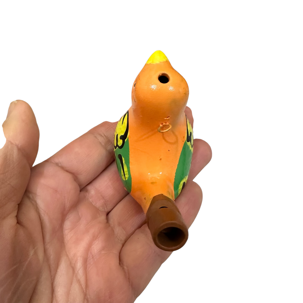 Clay Water Whistle Bird (Orange) Music Frog Co