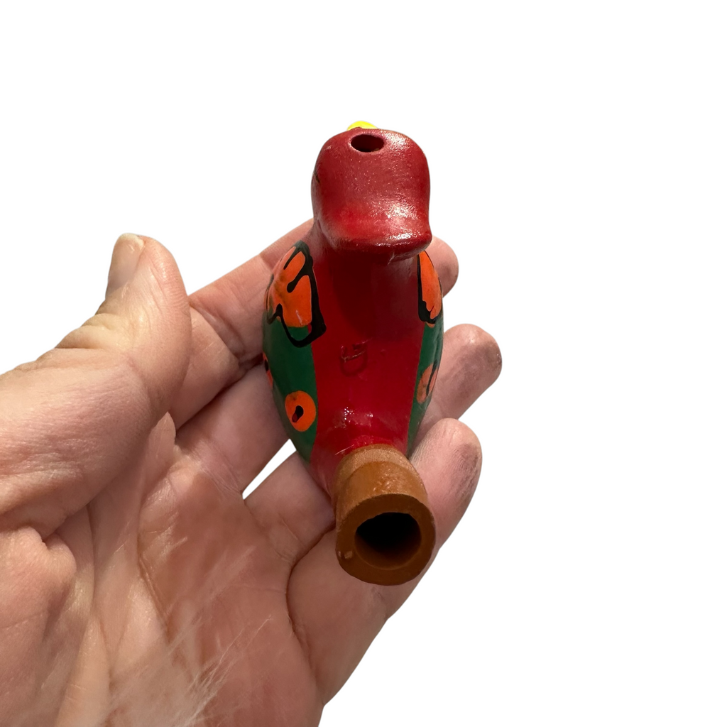 Clay Water Whistle Bird (Red crest) Music Frog Co