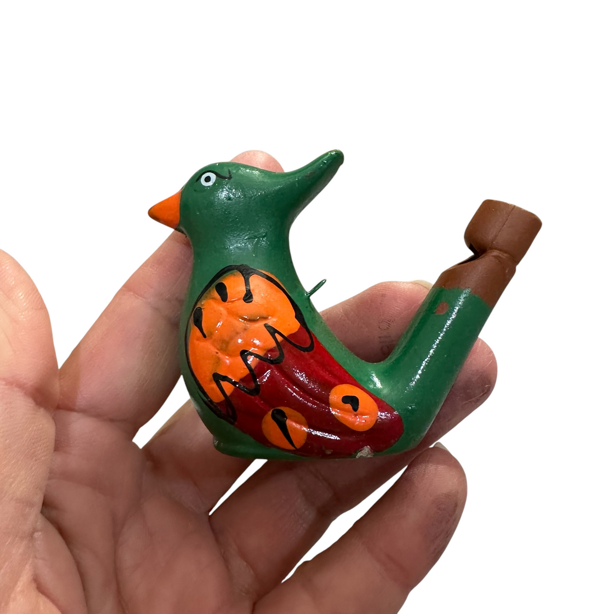 Clay Water Whistle Bird (Dark green crest) Music Frog Co