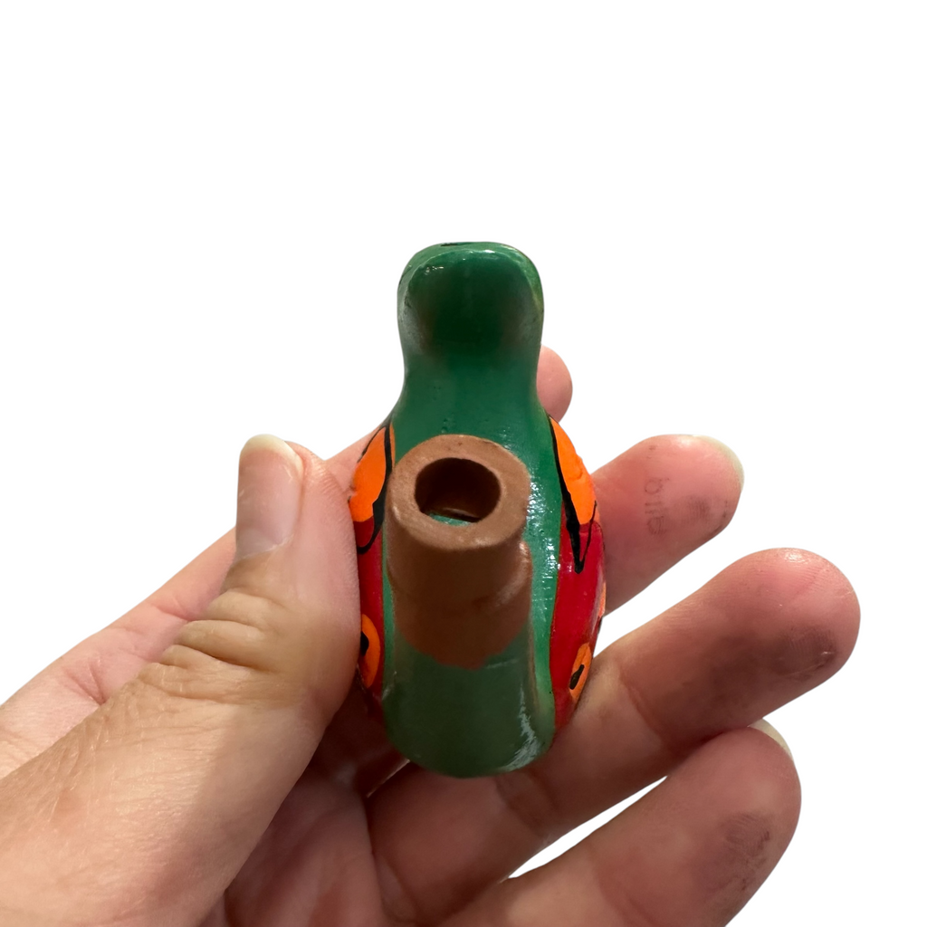 Clay Water Whistle Bird (Dark green crest) Music Frog Co