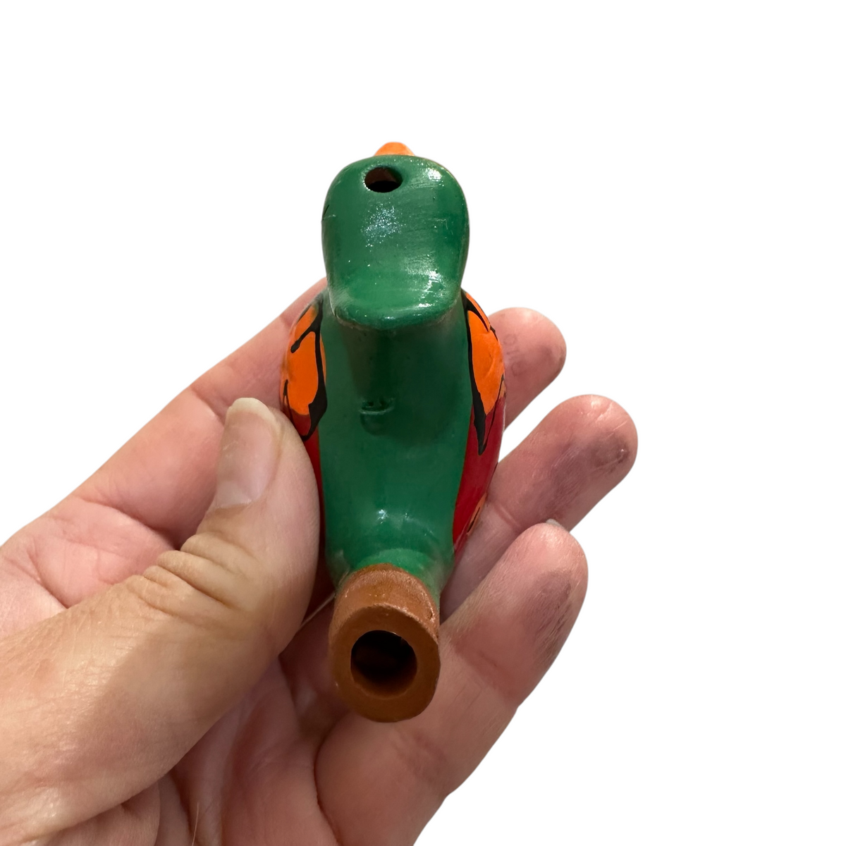 Clay Water Whistle Bird (Dark green crest) Music Frog Co