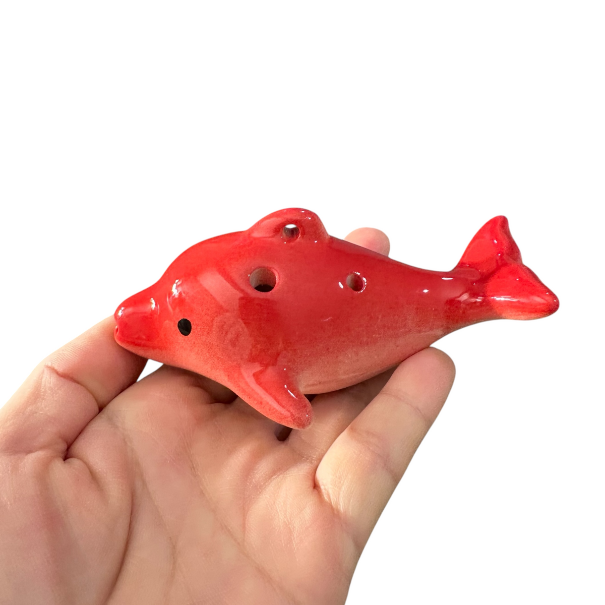 Ceramic Dolphin Ocarina Red Music Frog Co