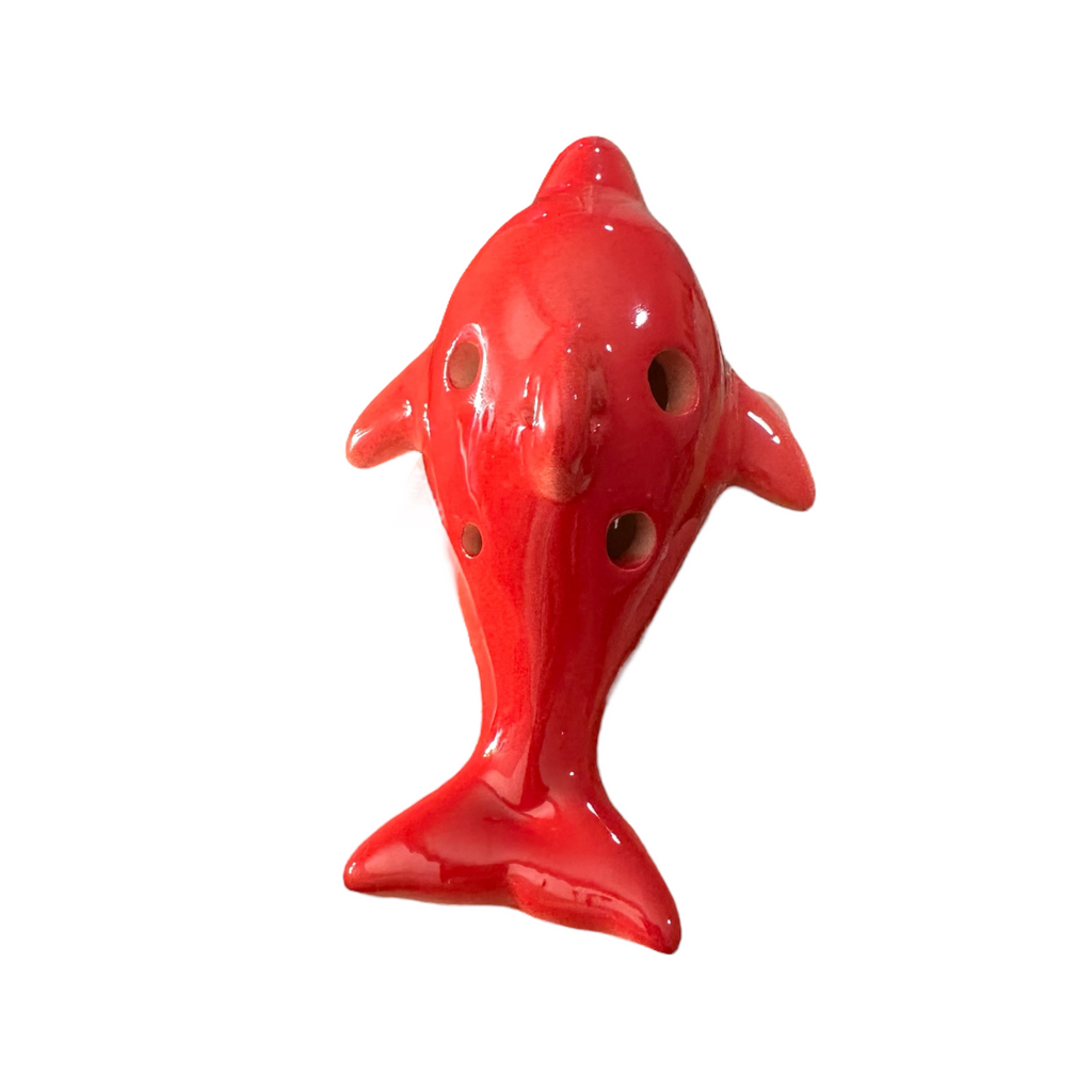Ceramic Dolphin Ocarina Red Music Frog Co