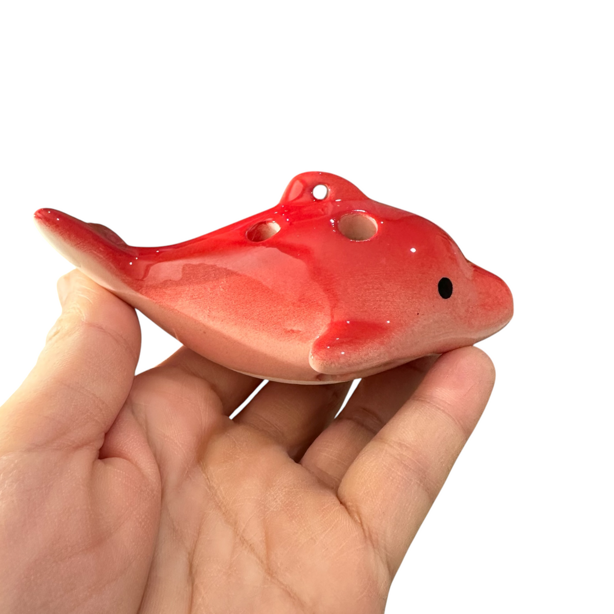Ceramic Dolphin Ocarina Red Music Frog Co