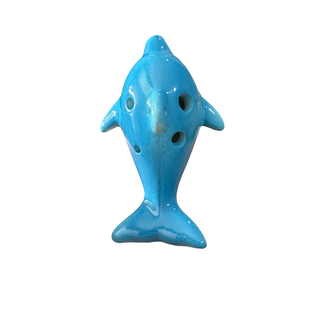 Ceramic Dolphin Ocarina Sky Blue Music Frog Co