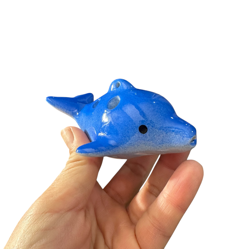 Ceramic Dolphin Ocarina Ocean Blue Music Frog Co