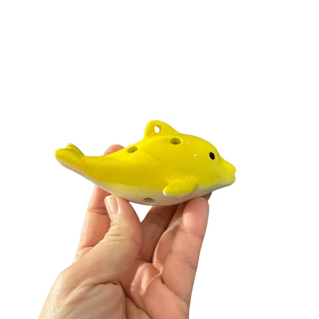 Ceramic Dolphin Ocarina Yellow Music Frog Co