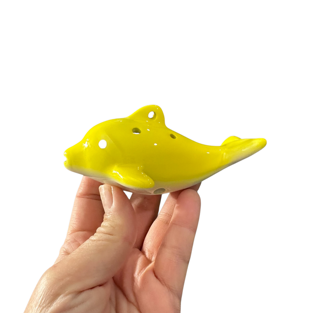 Ceramic Dolphin Ocarina Yellow Music Frog Co