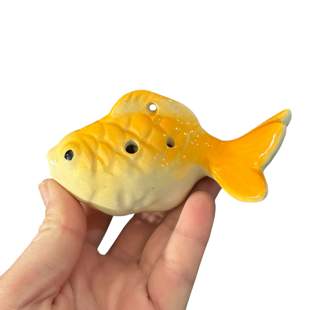 Ceramic Goldfish Ocarina Yellow Music Frog Co