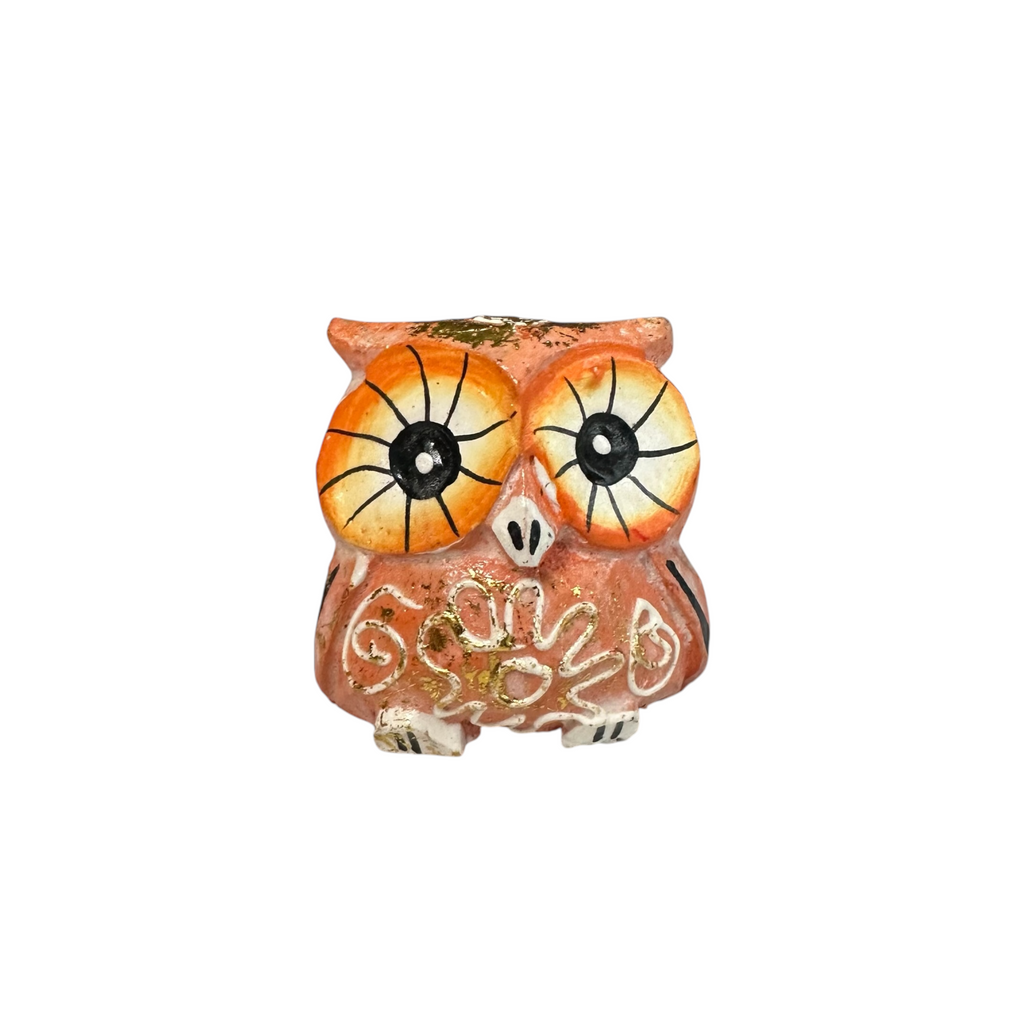 Mini Wooden Owl Figurine Orange Music Frog Co