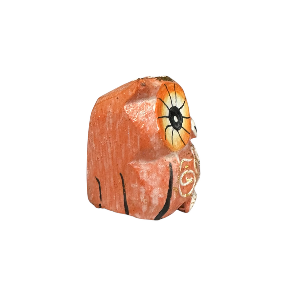 Mini Wooden Owl Figurine Orange Music Frog Co