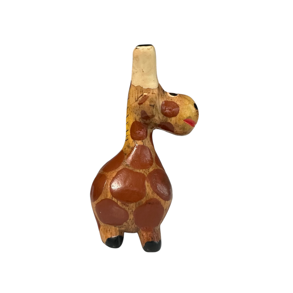 Small Wooden Giraffe Figurine Music Frog Co