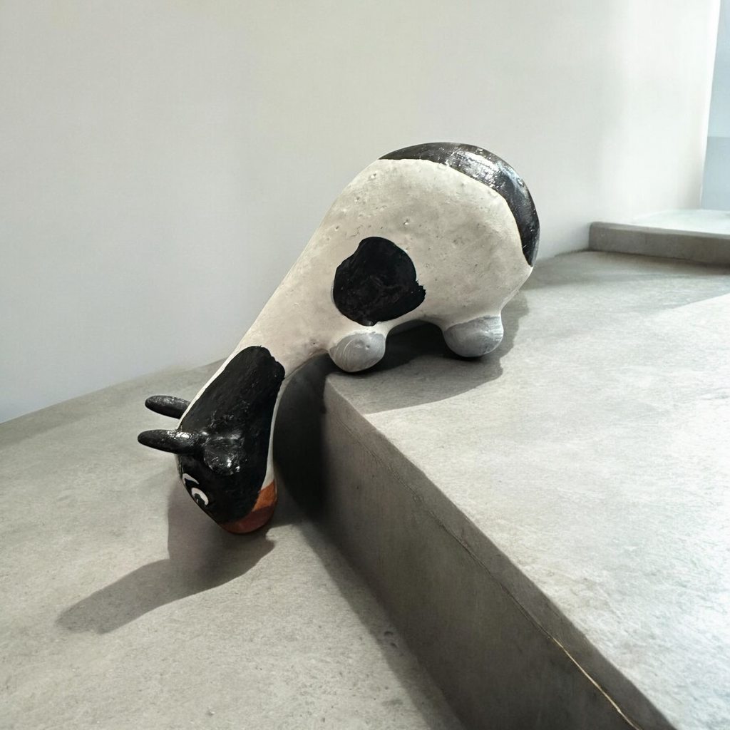 Wooden Minimal Cow Shelf Figurine Decoration Music Frog Co
