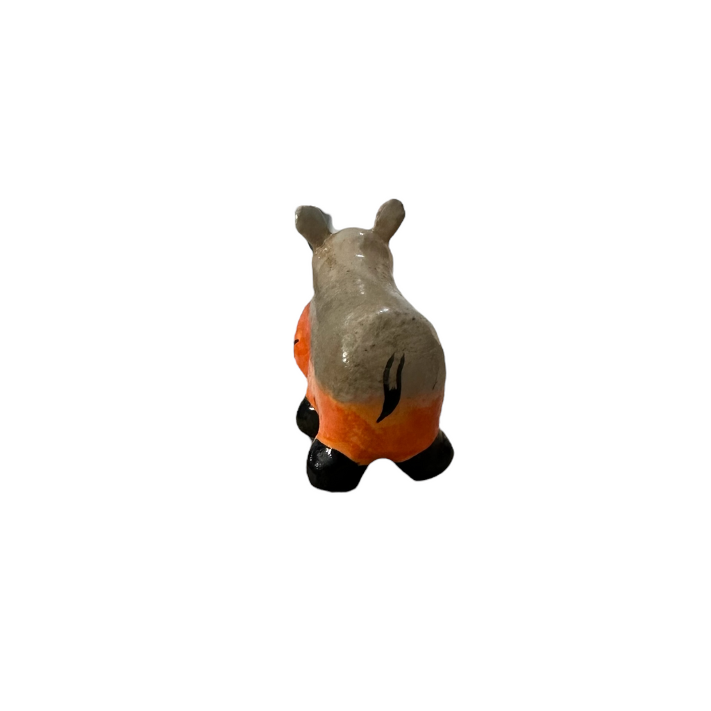 Mini Wooden Hippo Figurine (Orange) Music Frog Co