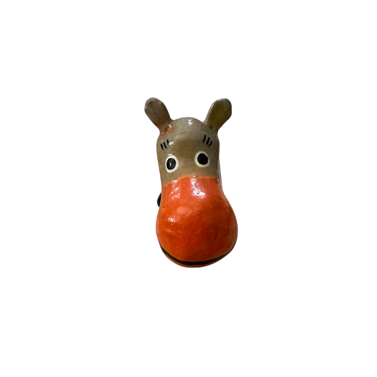 Mini Wooden Hippo Figurine (Orange) Music Frog Co