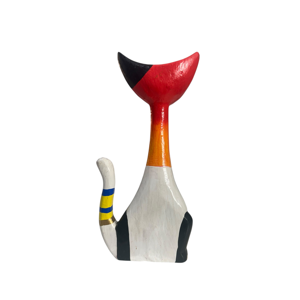 Wooden Cat Modern Tribal Figurine Style Music Frog Co