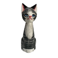 Wooden Gray Cute Sitting Cat Decoration Figurine Music Frog Co