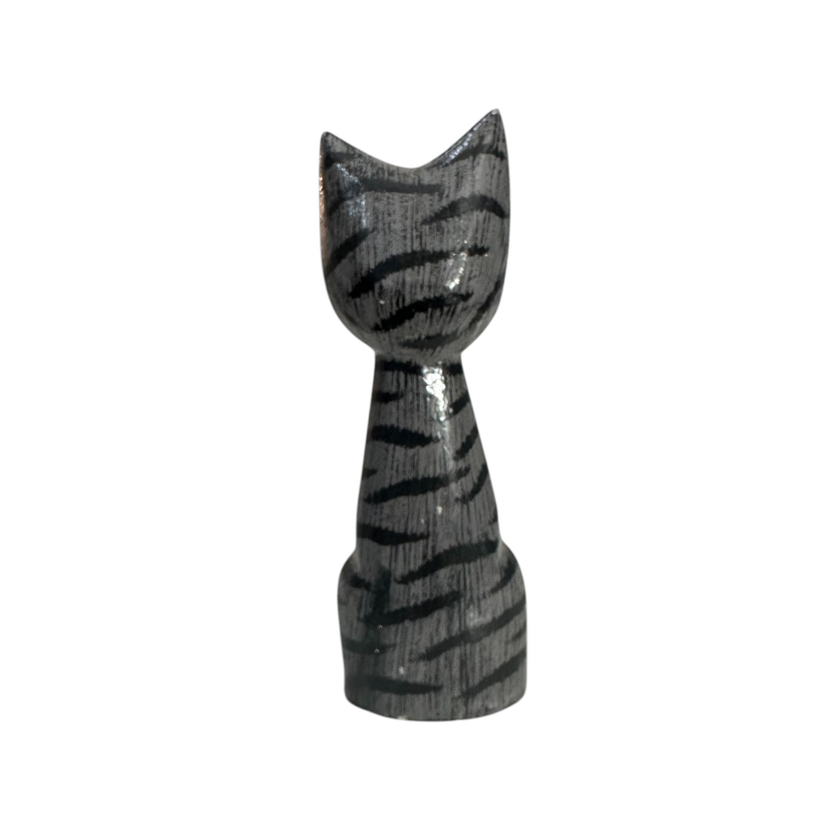 Wooden Gray Cute Sitting Cat Decoration Figurine Music Frog Co