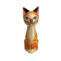 Wooden Orange Cute Sitting Cat Decoration Figurine Music Frog Co