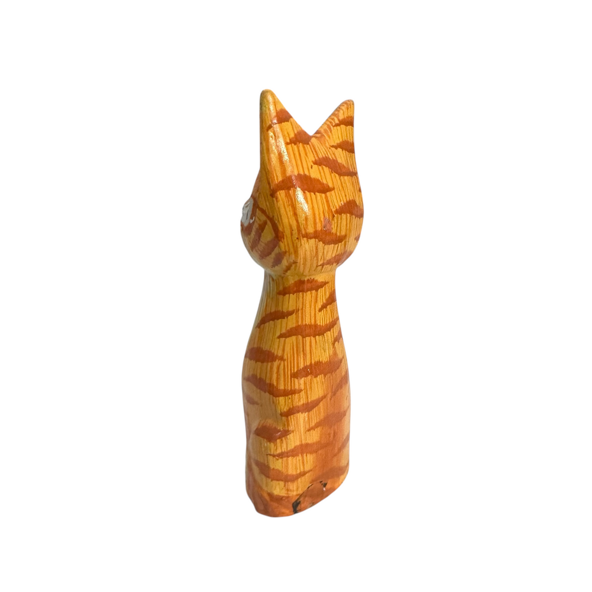 Wooden Orange Cute Sitting Cat Decoration Figurine Music Frog Co