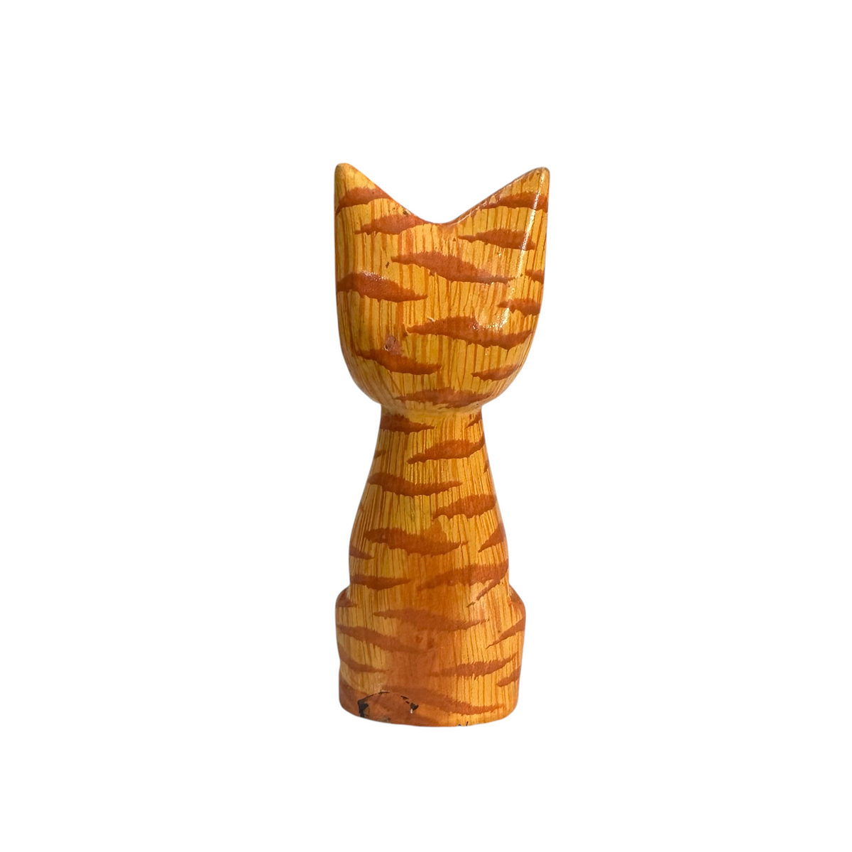 Wooden Orange Cute Sitting Cat Decoration Figurine Music Frog Co