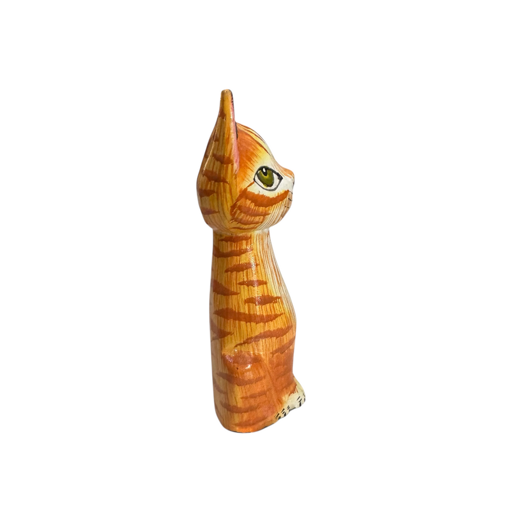 Wooden Orange Cute Sitting Cat Decoration Figurine Music Frog Co