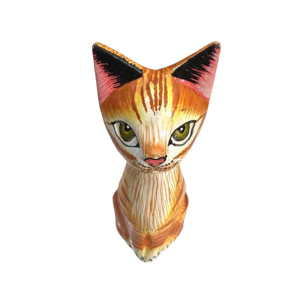 Wooden Orange Cute Sitting Cat Decoration Figurine Music Frog Co