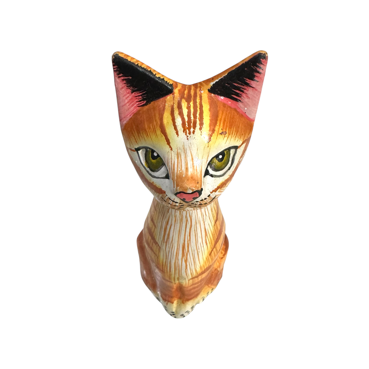 Wooden Orange Cute Sitting Cat Decoration Figurine Music Frog Co