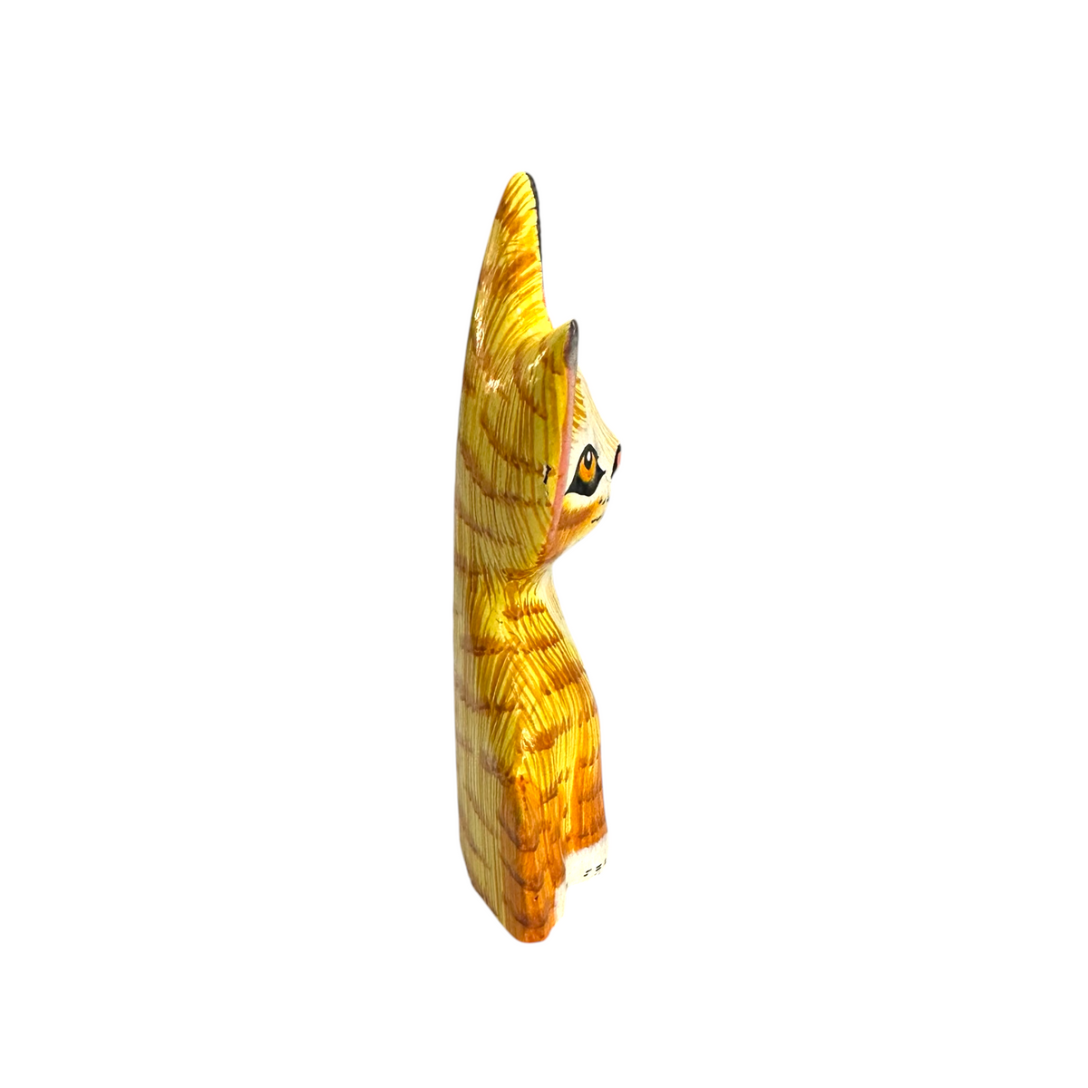 Wooden Yellow Curious  Cat Decoration Figurine Music Frog Co