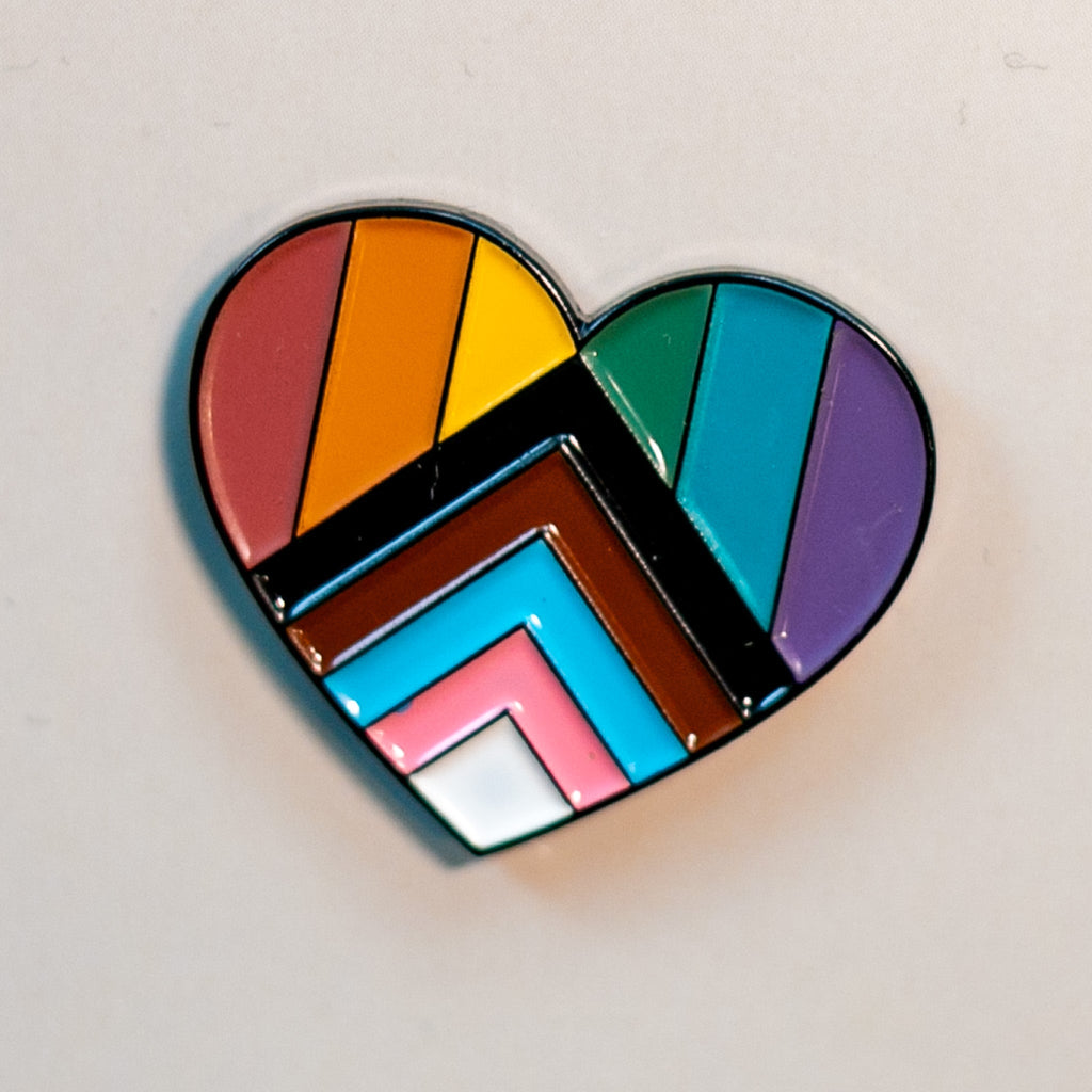 Progressive Pride Heart Enamel Pin Gay Pride Apparel
