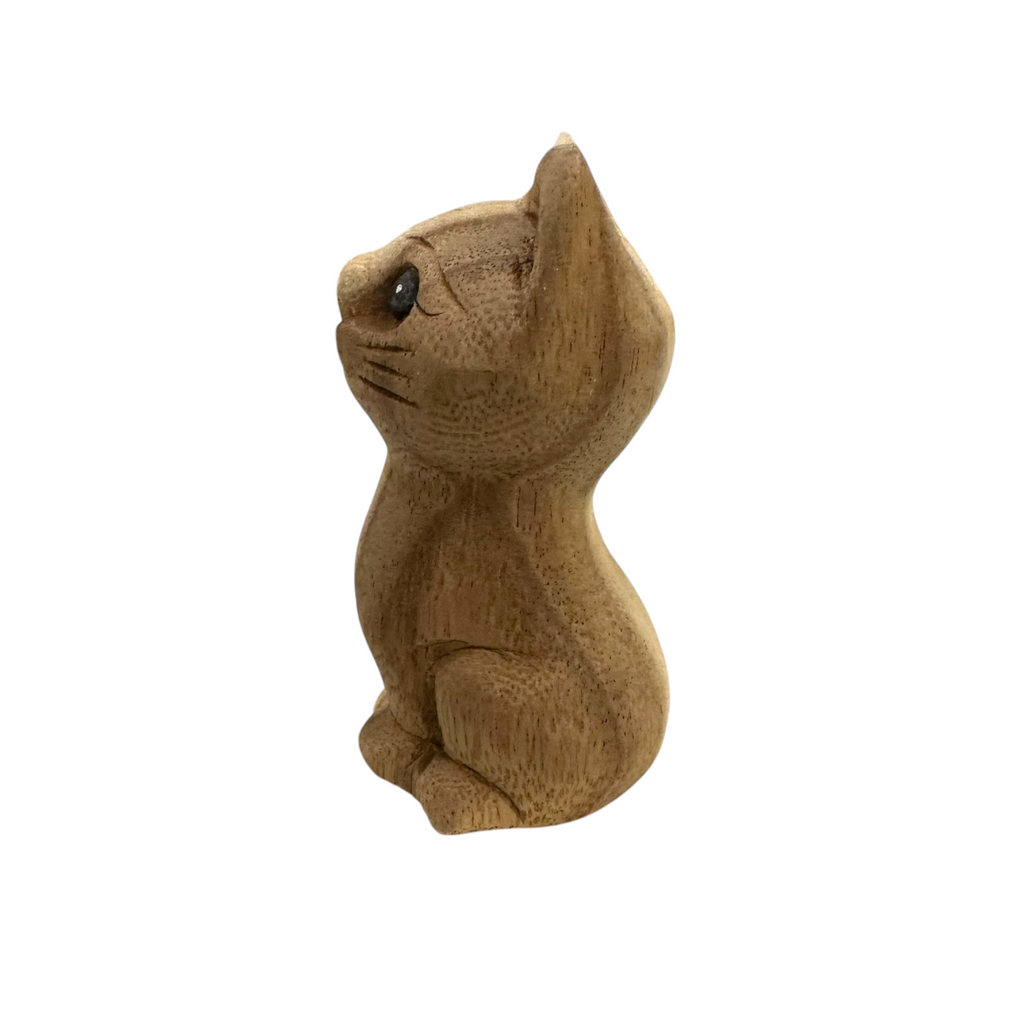Wooden Waiting Cat Figurine Decoration Music Frog Co