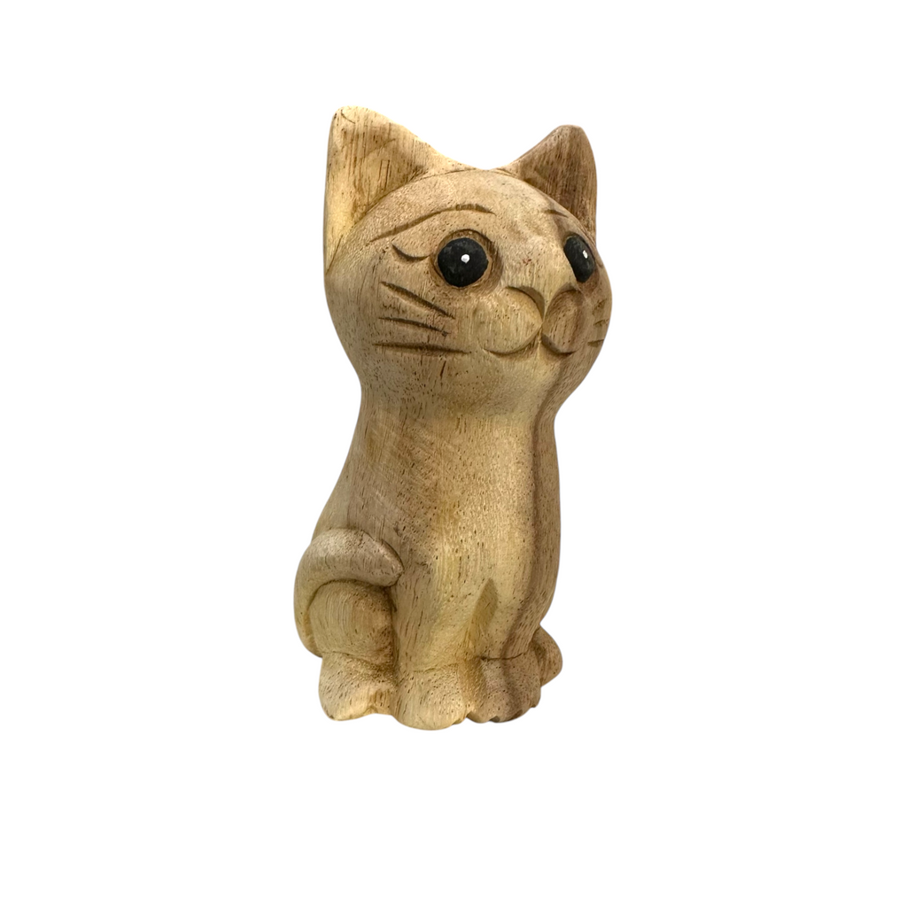 Wooden Waiting Cat Figurine Decoration Music Frog Co