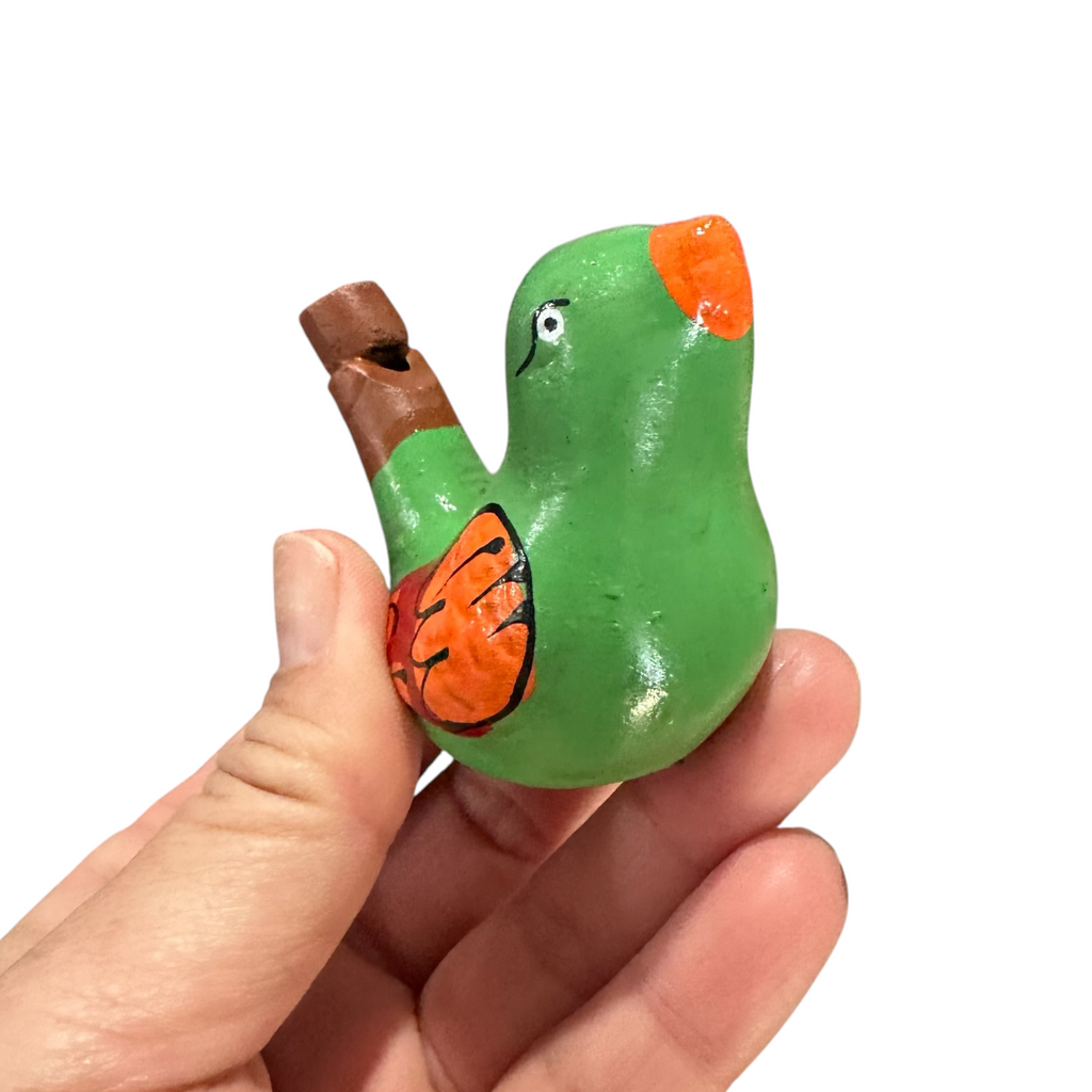 Clay Water Whistle Bird (light green) Music Frog Co