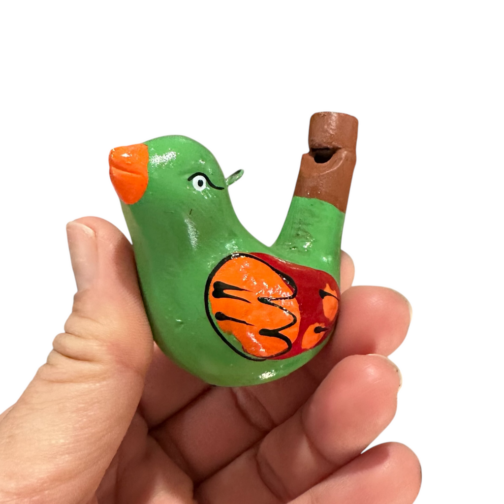 Clay Water Whistle Bird (light green) Music Frog Co