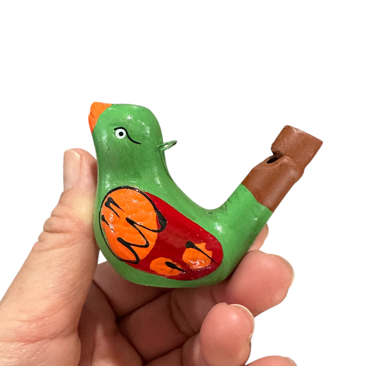Clay Water Whistle Bird (light green) Music Frog Co
