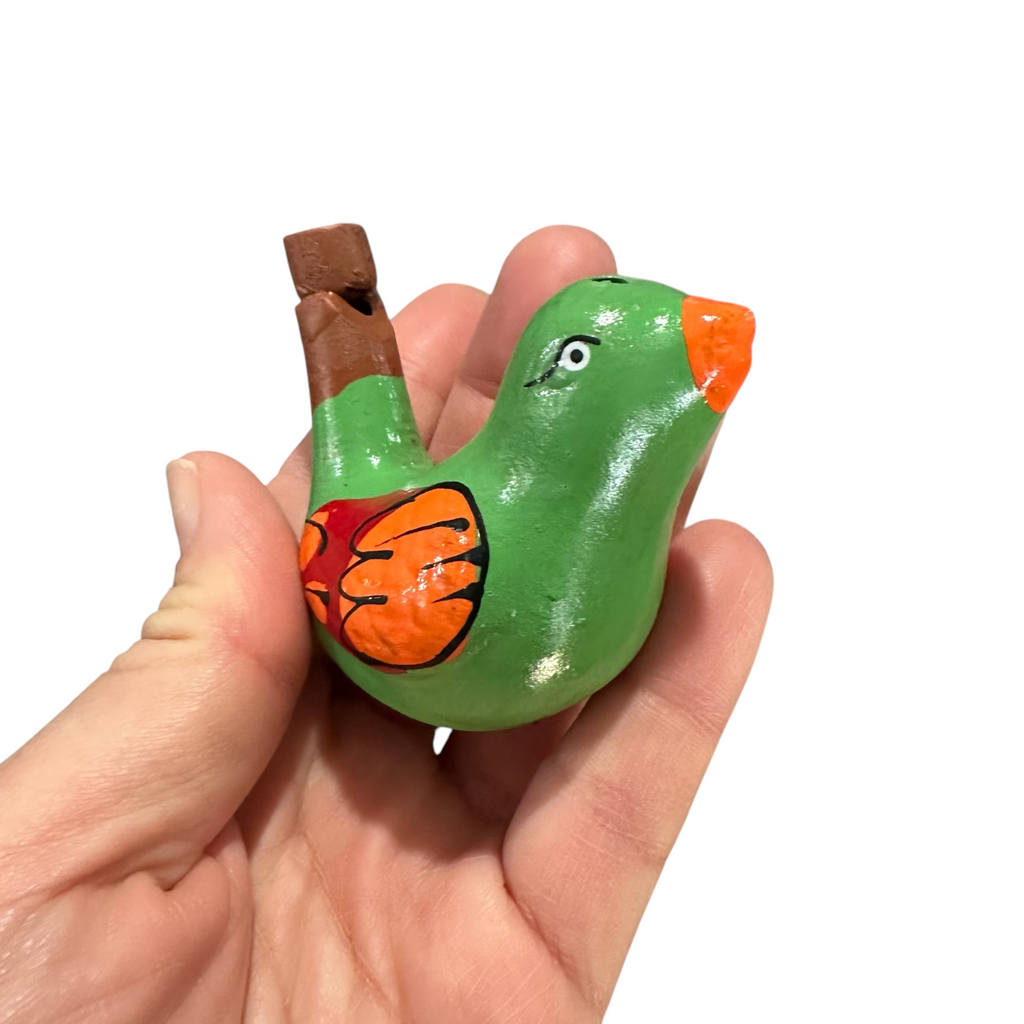 Clay Water Whistle Bird (light green) Music Frog Co