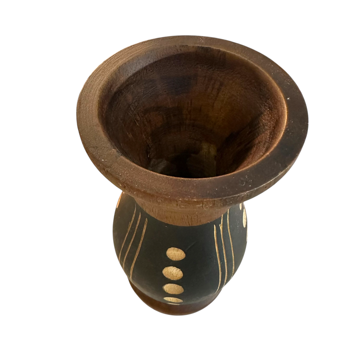 Handcrafted Mango Wood Vase dots style Music Frog Co
