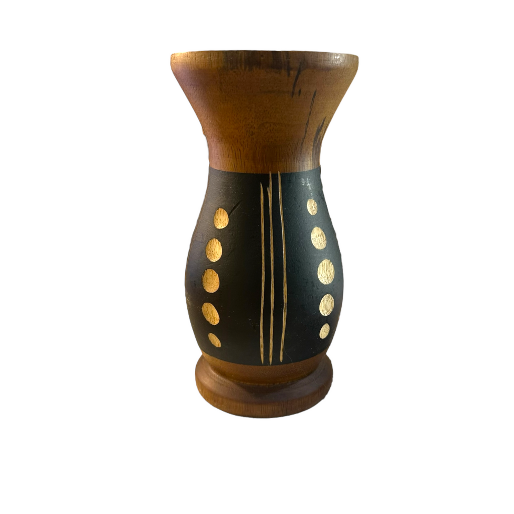 Handcrafted Mango Wood Vase dots style Music Frog Co