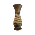 Tall Handcrafted Mango Wood Vase Tribal Pattern Music Frog Co