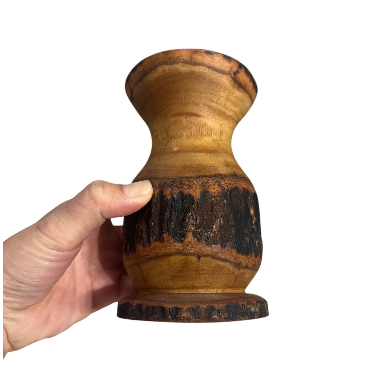 Natural Wood Bark Texture Handcrafted Mango Wood Vase Music Frog Co
