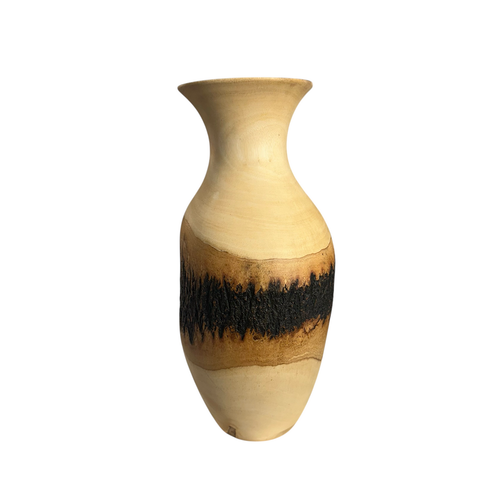 large-natural-wood-bark-texture-handcrafted-mango-wood-vase-decoration Music Frog Co