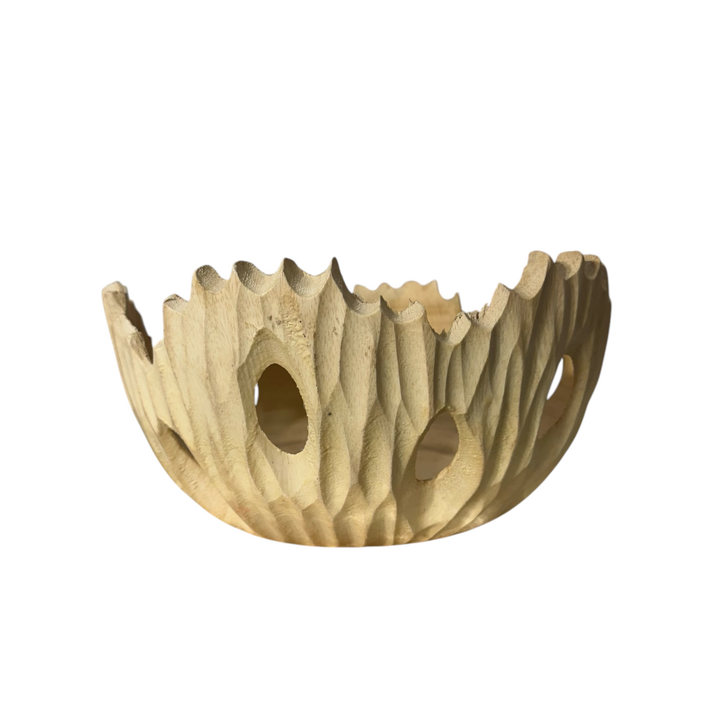 Handcrafted Wooden Carved Fruit Bowl Music Frog Co