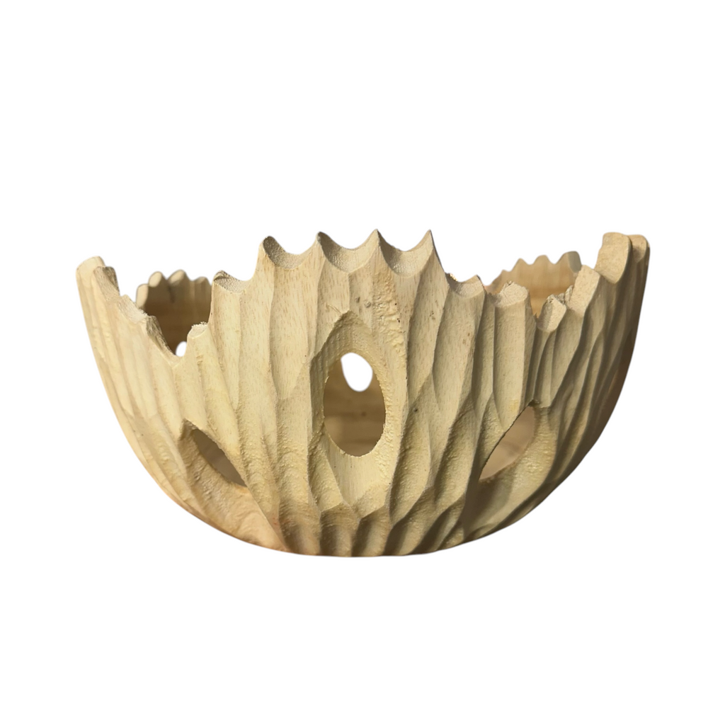Handcrafted Wooden Carved Fruit Bowl Music Frog Co