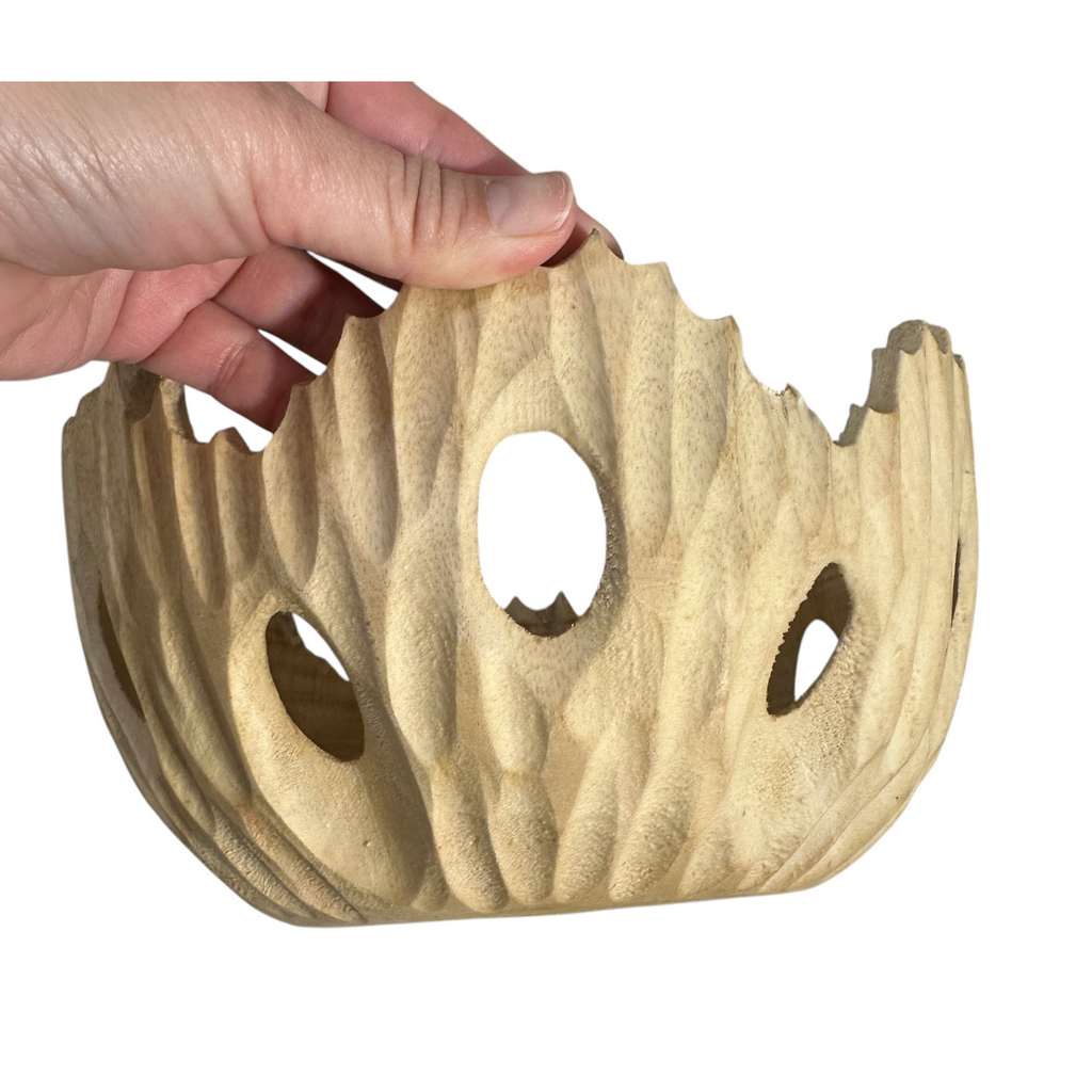 Handcrafted Wooden Carved Fruit Bowl Music Frog Co