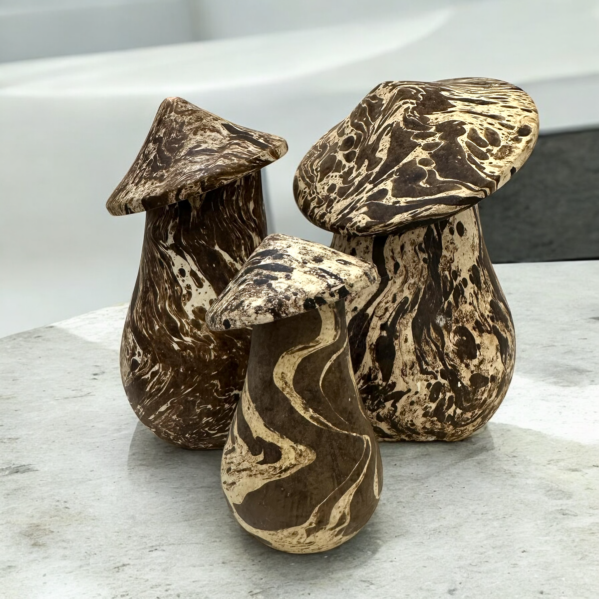 Mystic Grove Hand-Carved Wooden Mushroom Decor Set Music Frog Co