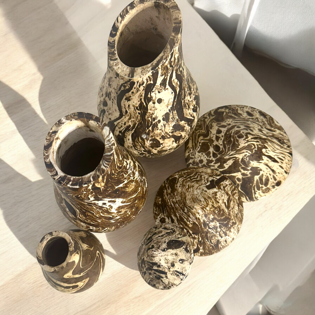 Mystic Grove Hand-Carved Wooden Mushroom Decor Set Music Frog Co